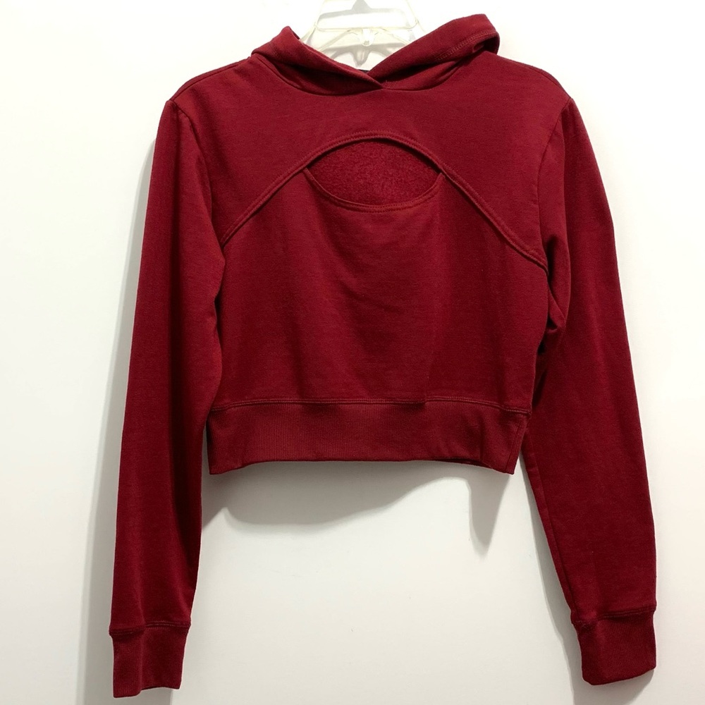 Almost Famous Red Wine Maroon Burgundy Cranberry Color Cropped Hoodie